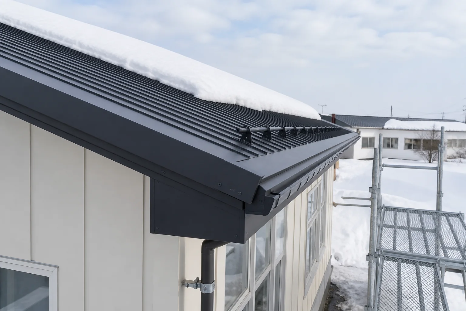 雪害による屋根部分修繕の施工イメージ